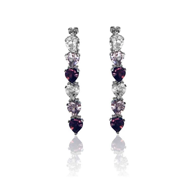 Boucles d'oreilles cristal mauve femme bijouterie Belge artemi Boucles d'oreilles cristal mauve femme bijouterie Belge artemi
