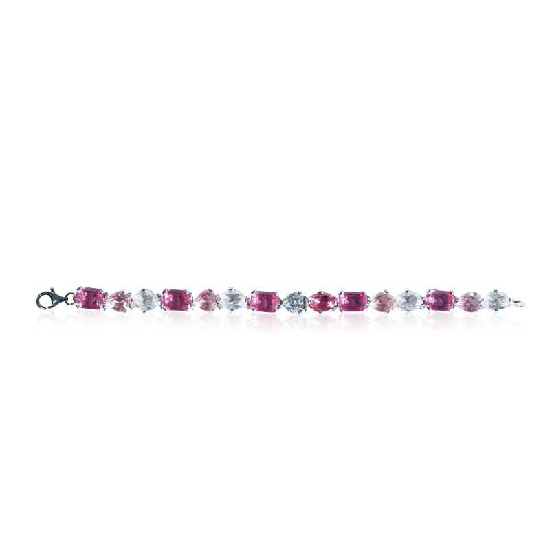 Bracelet Cristal Rose swarovski en argent massif pour Femme Bracelet Cristal Rose swarovski en argent massif pour Femme