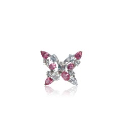 Women's Rose Crystal Butterfly Brooch Sterling Silver Jewelry art'emi