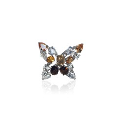 Butterfly Brooch Crystal Orange Women Silver artemi Fine jewelry