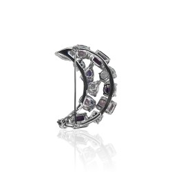Solid silver women's Mauve Moon brooch