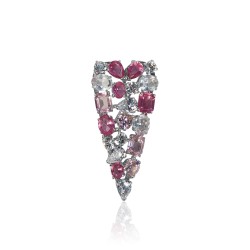 Woman's Rose Crystal Heart Brooch in sterling silver jewelry art'emi fine jewelry