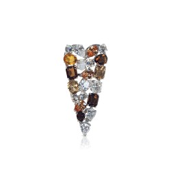 Sterling Silver Heart Orange Crystal Women's Jewelry Brooch art'emi