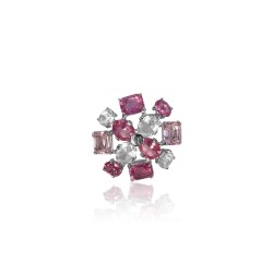 Women's Solid Silver Swarovski Rose Flower Brooch