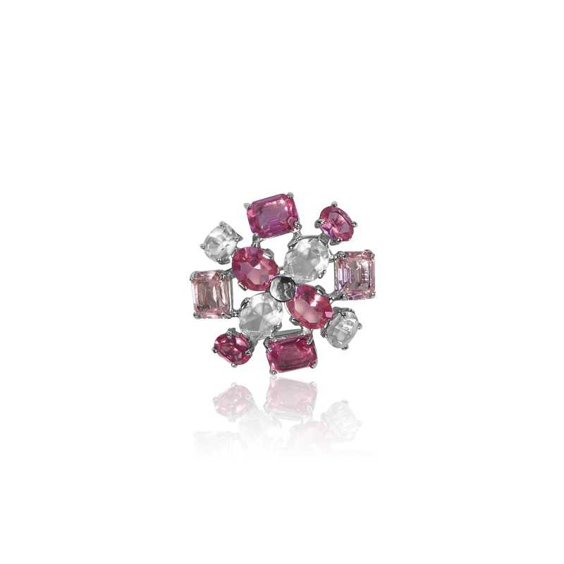 Massief zilveren Swarovski Rose Flower Broche voor dames Massief zilveren Swarovski Rose Flower Broche voor dames