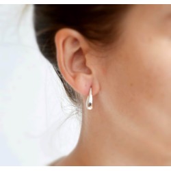 Silver earrings in water drop shaped