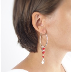 Red coral hoop earrings