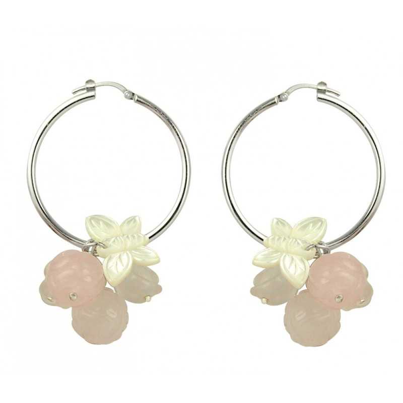 Cluster roses hoop earrings