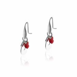 Boucles oreilles crochets corail