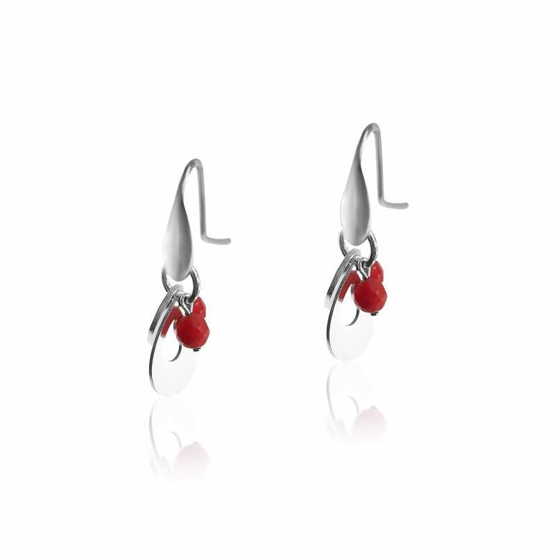 Boucles oreilles crochets corail Boucles oreilles crochets corail