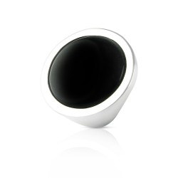 Black agate ring silver woman