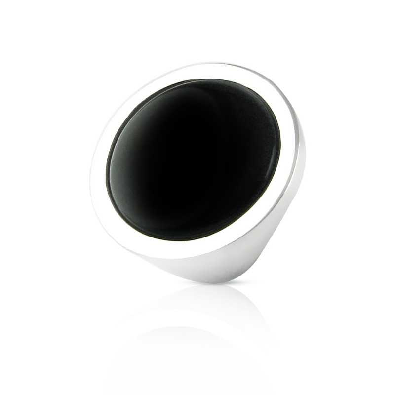 Black agate ring silver woman Black agate ring silver woman