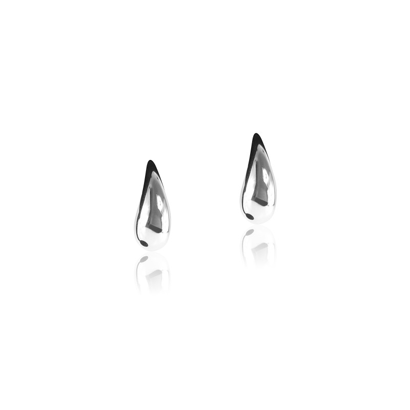 Silver earrings in water drop shaped