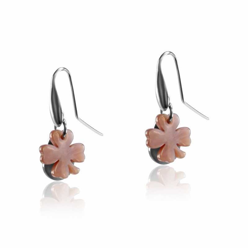 Silver earrings clover mother of pearl