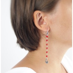 Red coral hanging earrings