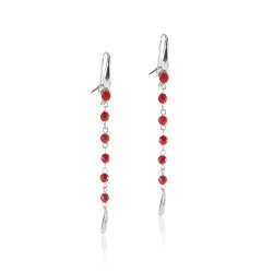 Red coral hanging earrings