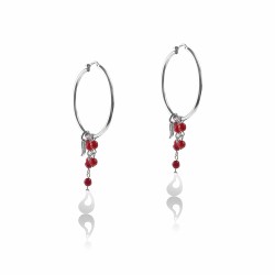 Red coral hoop earrings