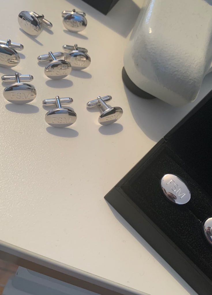 Gift for business silver cufflink