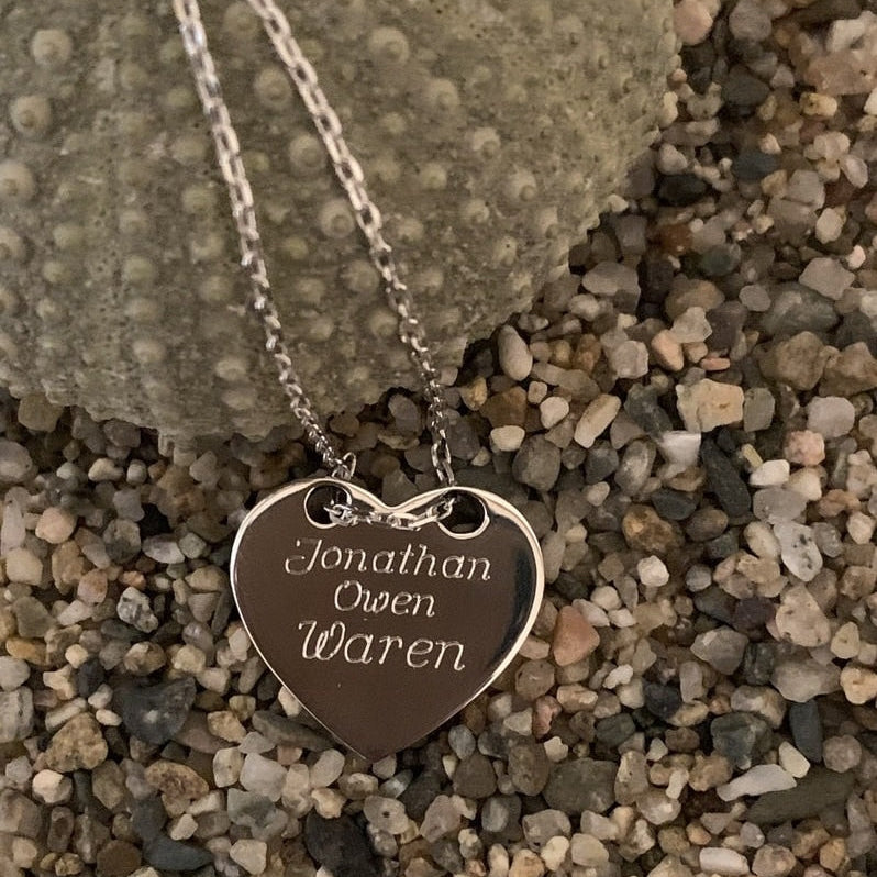 Bijouterie Ath : collier en coeur à graver en argent femme 