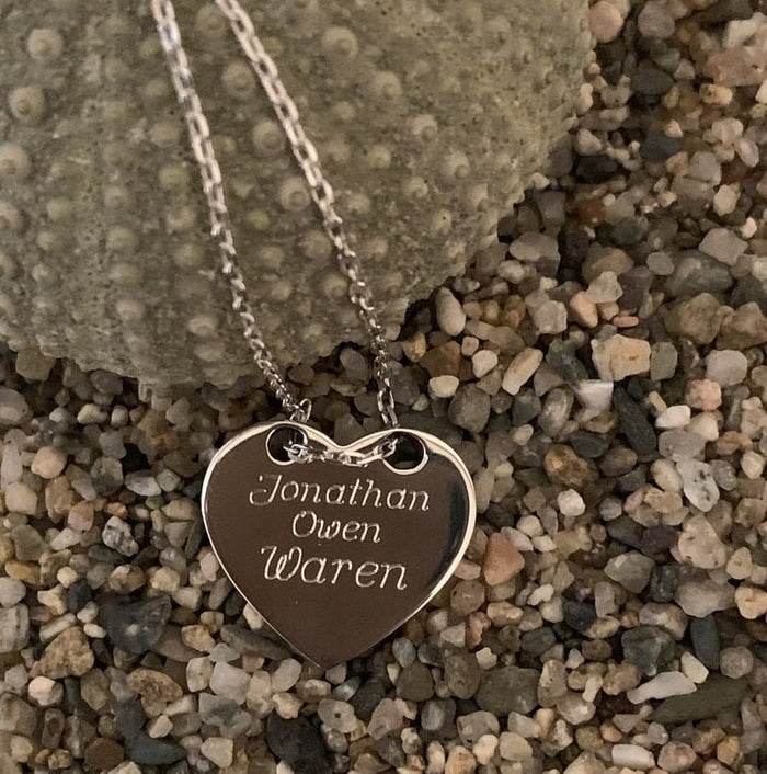 Bijouterie Ath : collier en coeur à graver en argent femme 