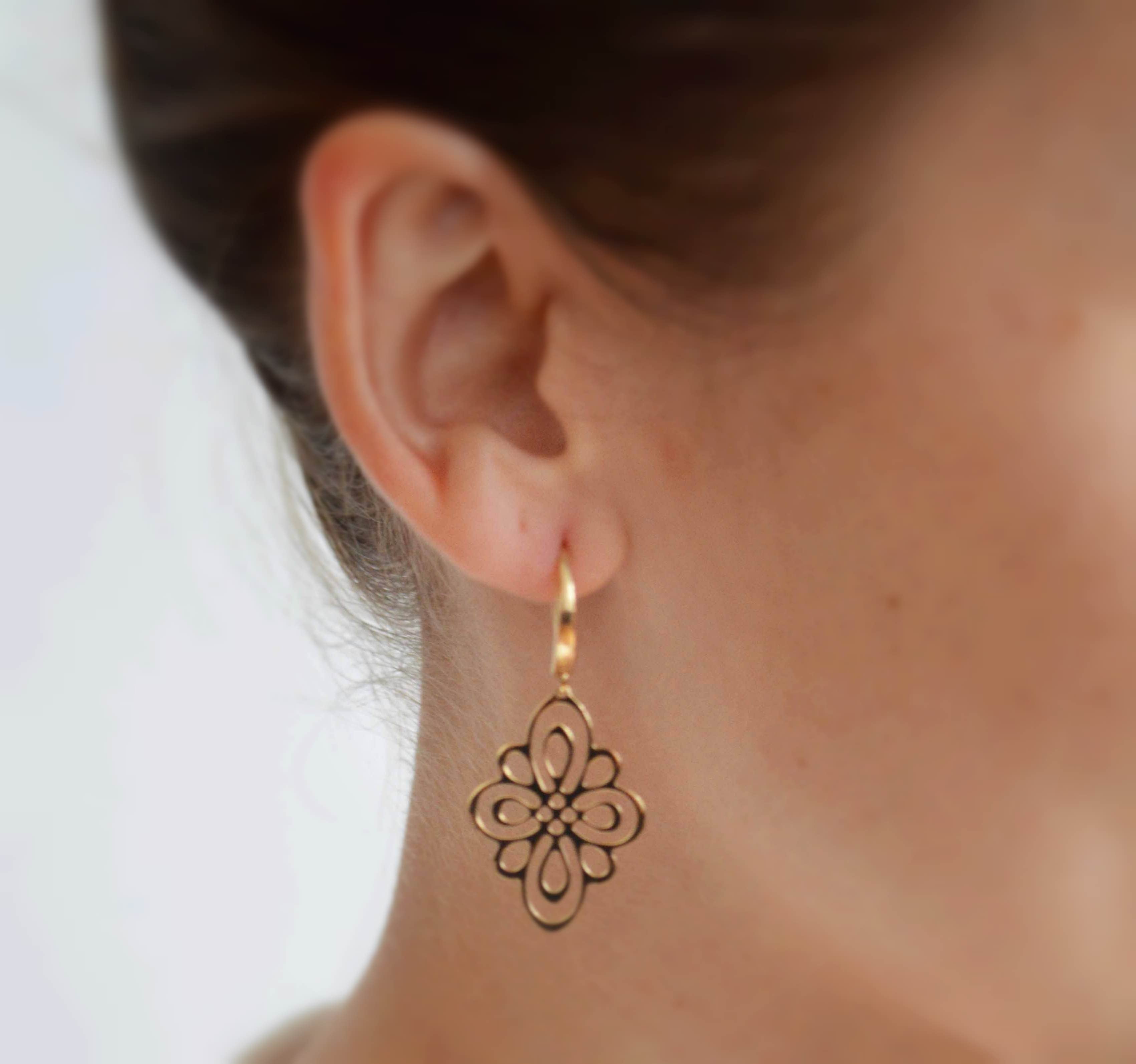 Boucles oreilles dorées losange