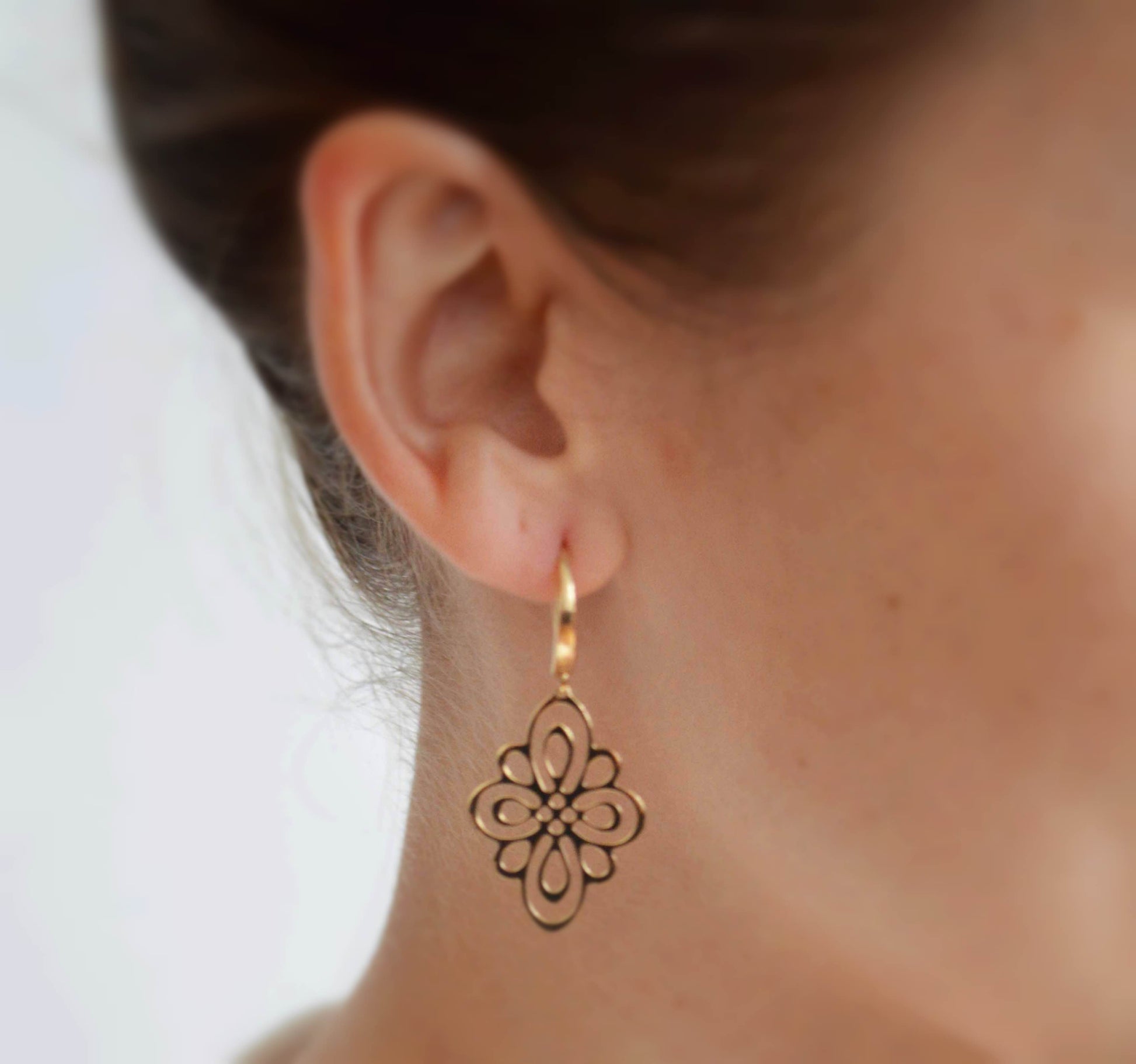 Boucles oreilles dorées losange