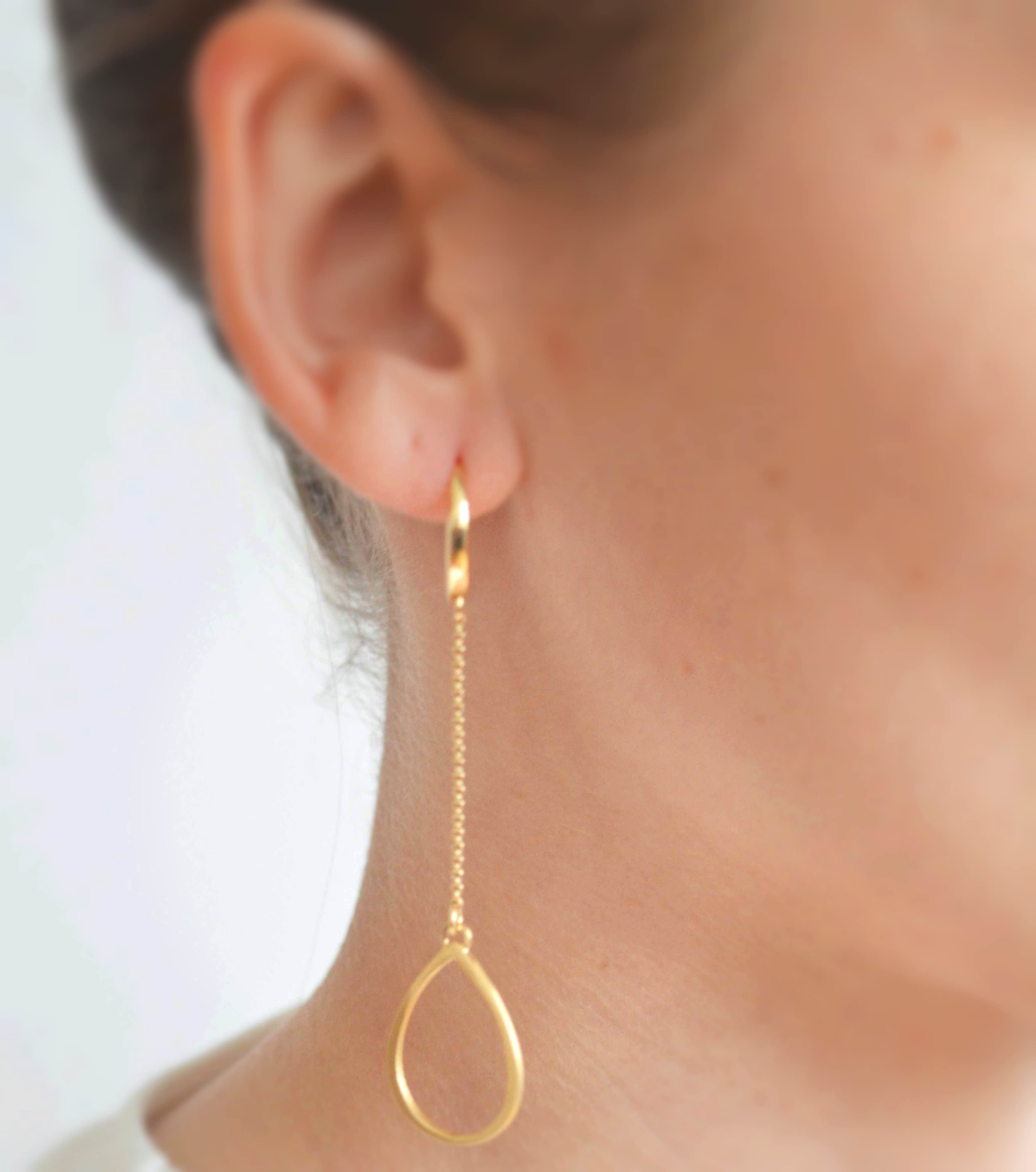 Boucles oreilles longues goutte