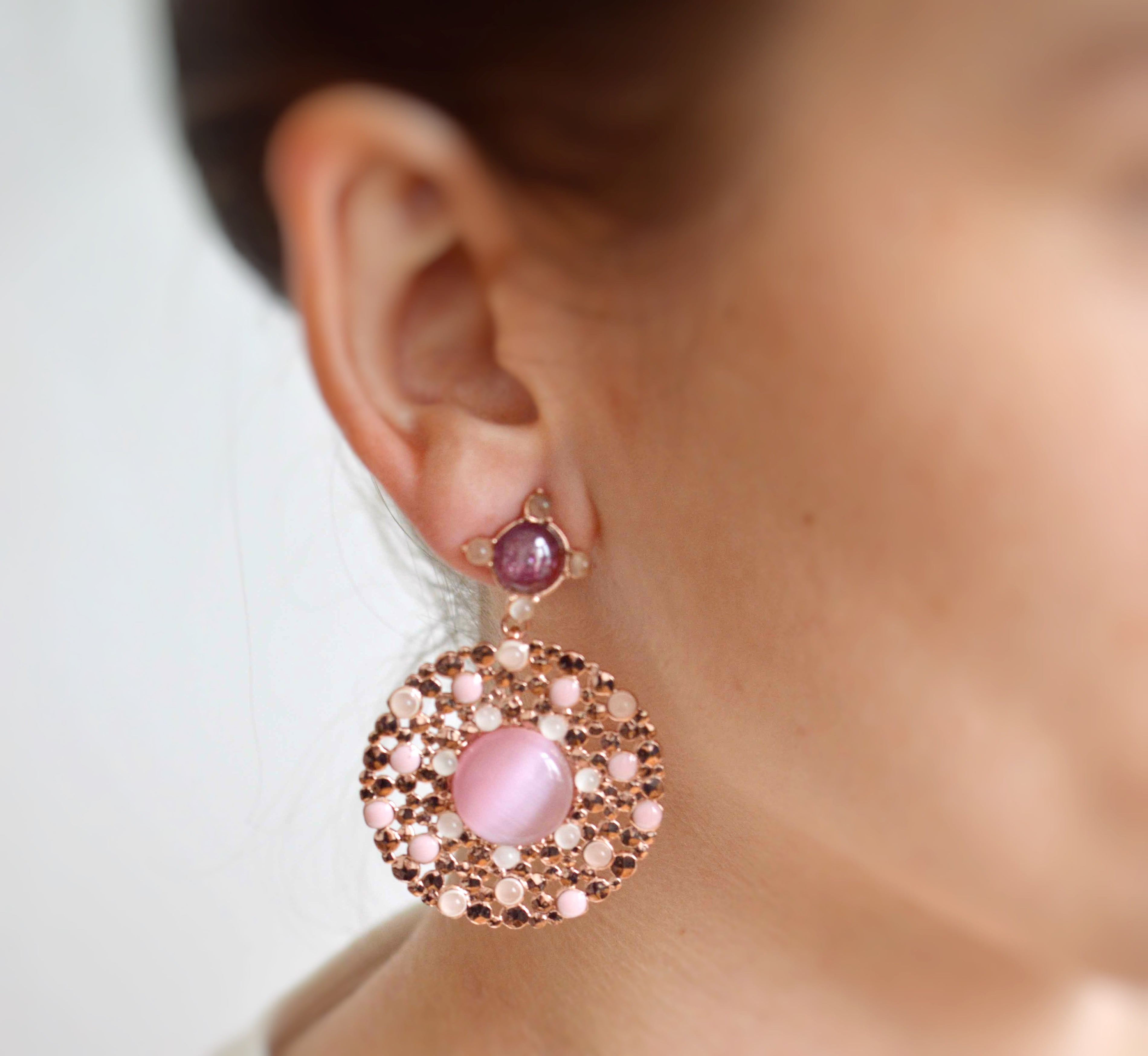 Boucles oreilles rondes dropstone
