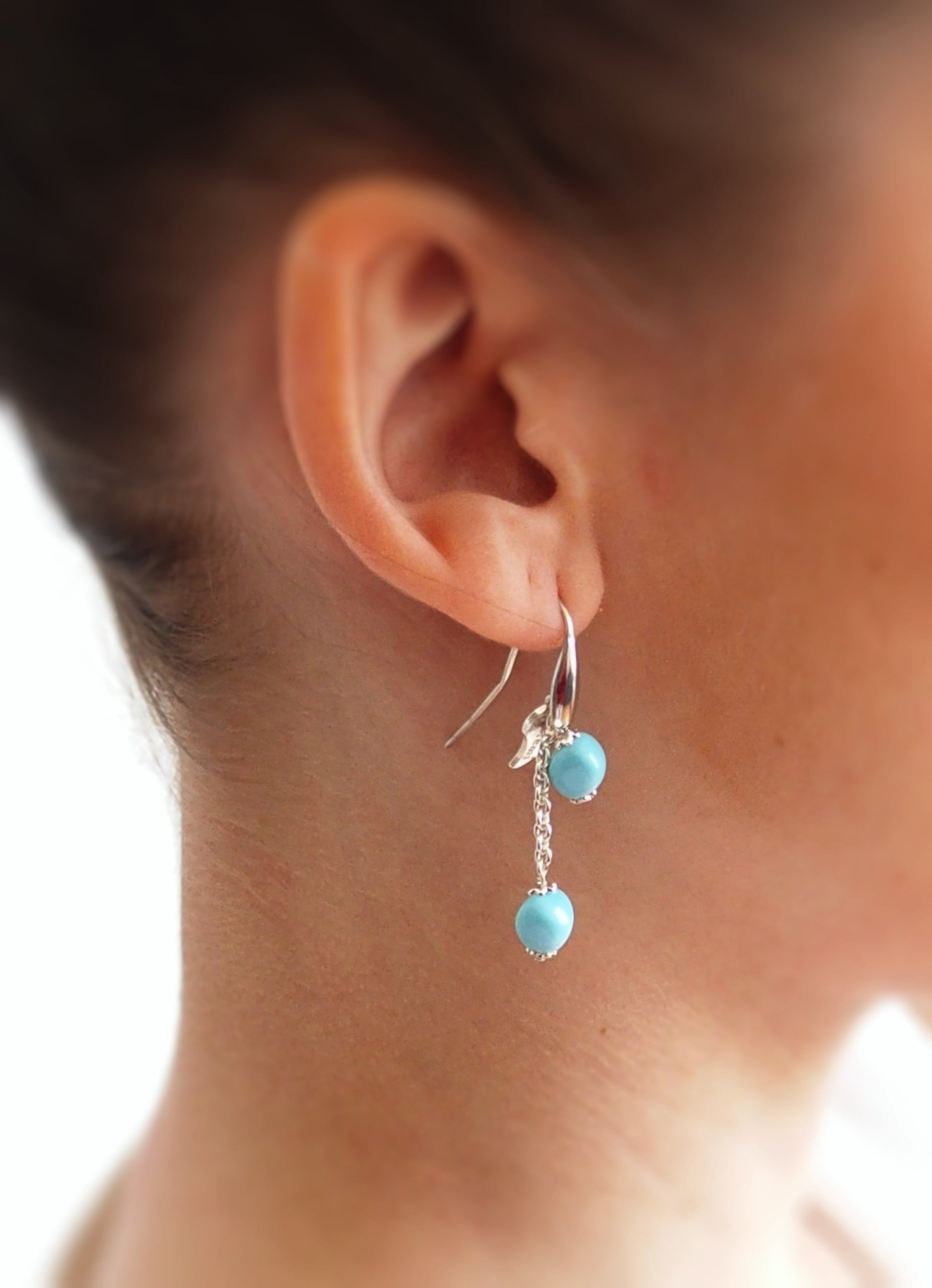Boucles oreilles longues turquoise