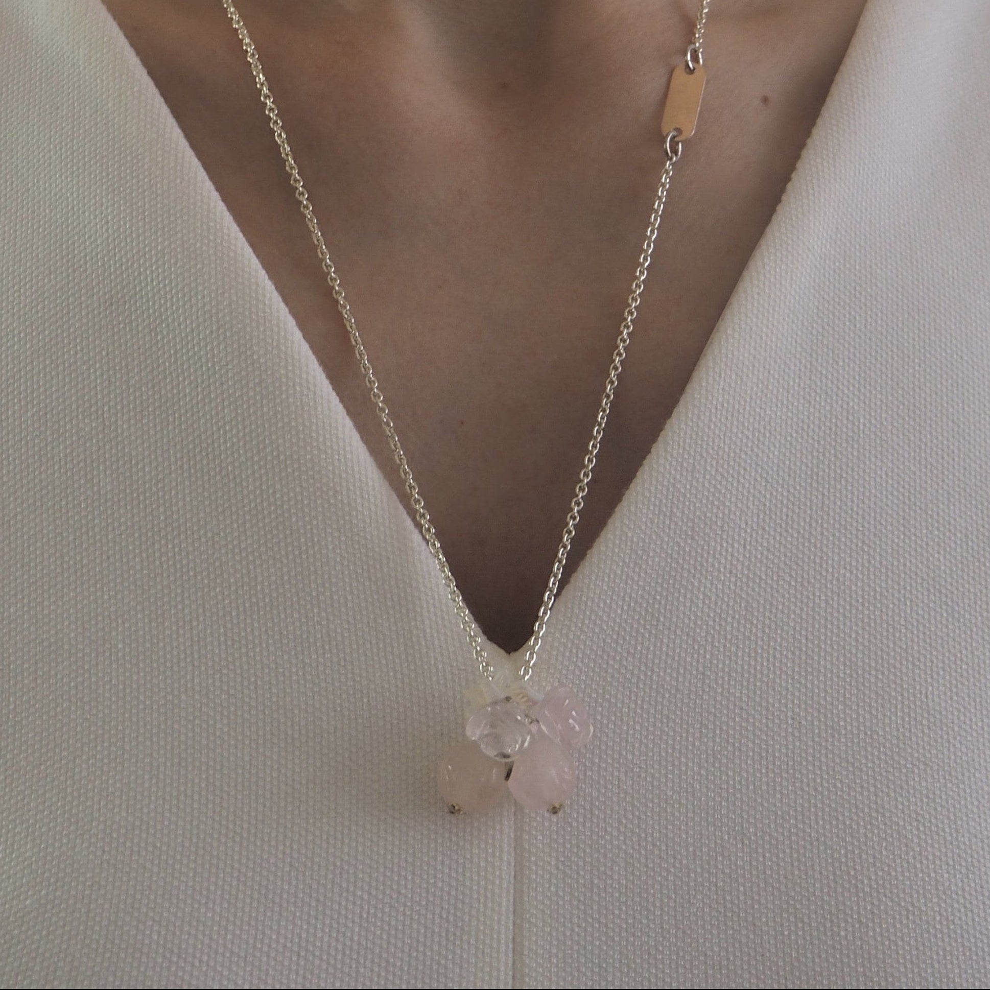 Collier argent rose personnalisé femme