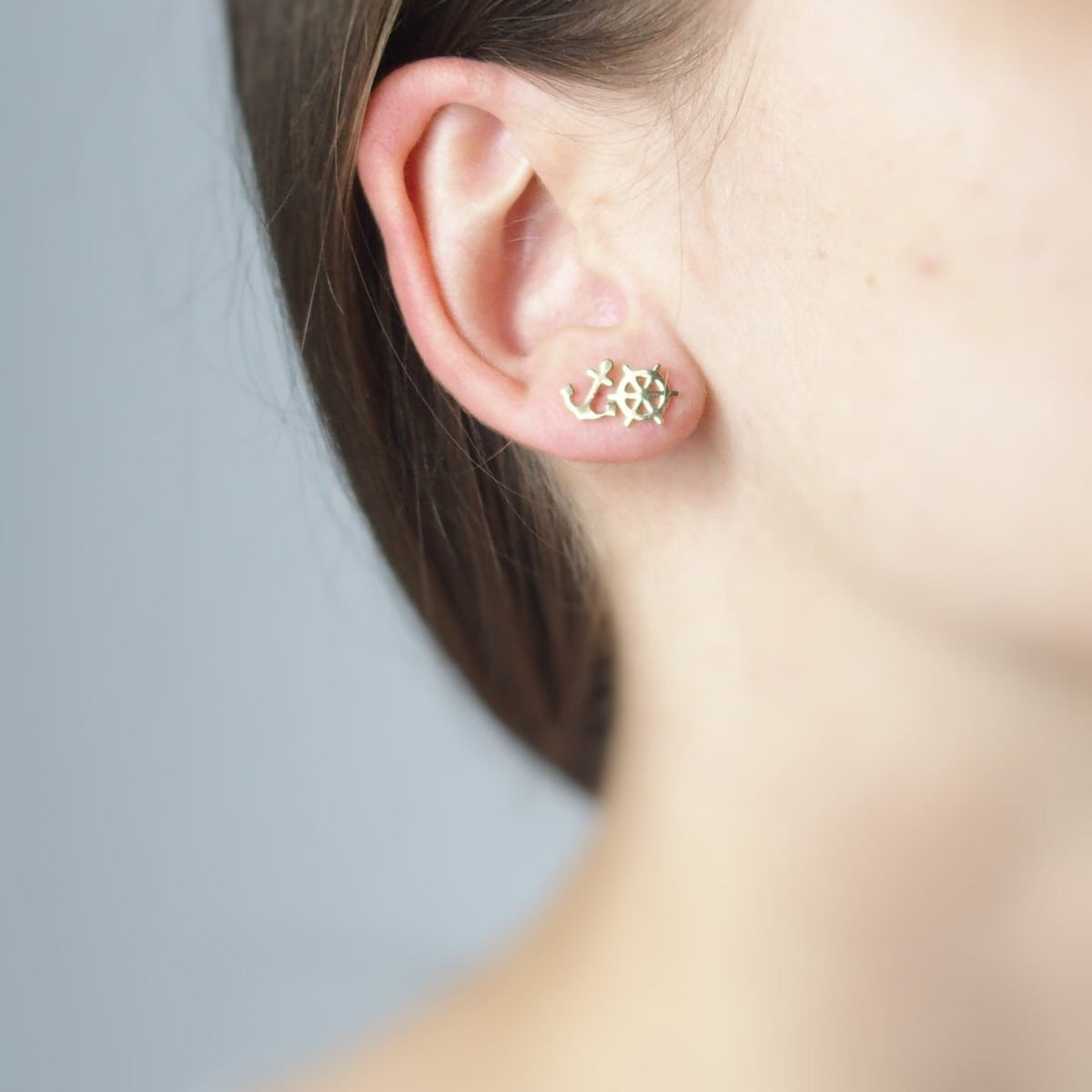 Boucles oreilles gouvernail ancre