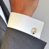 Boutons de manchette argent ovale personnalisé homme