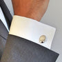 Boutons de manchette argent ovale personnalisé homme