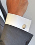 Boutons de manchette argent ovale personnalisé homme