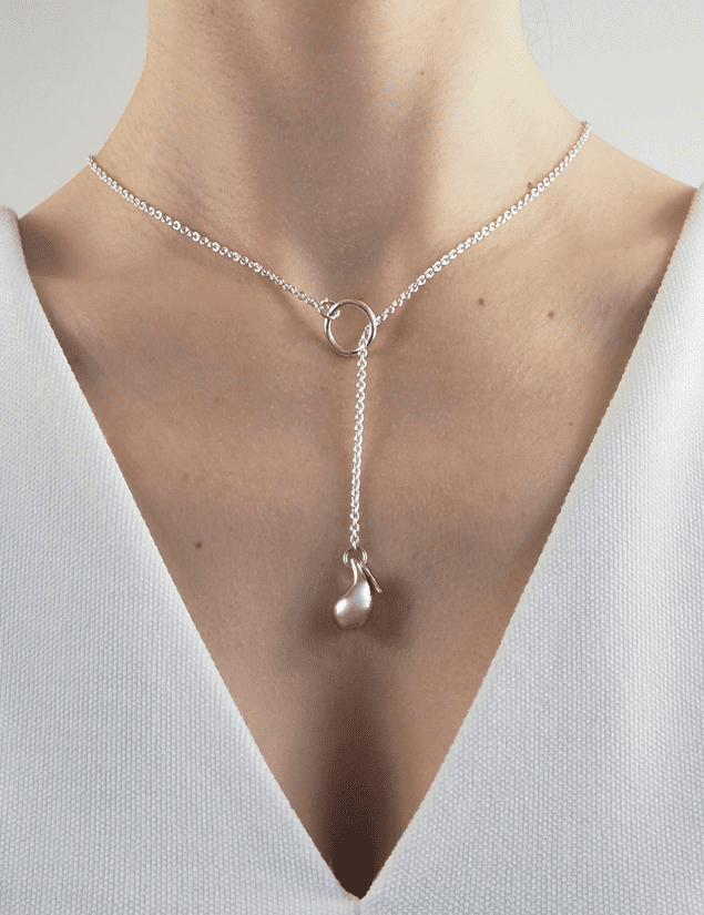 collier pendule goutte argent personnalisé femme