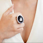 Bague agate noire argent femme