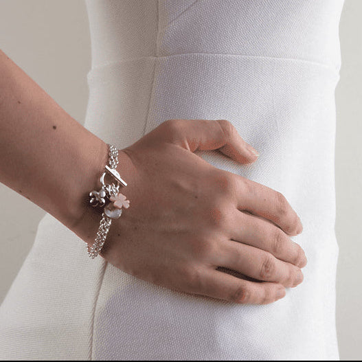 Bracelet trèfle nacre argent personnalisé femme