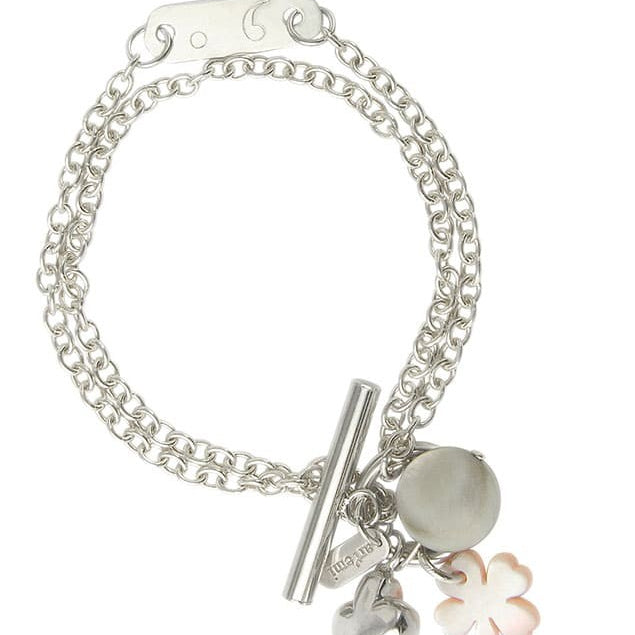 Bracelet trèfle nacre argent personnalisé femme