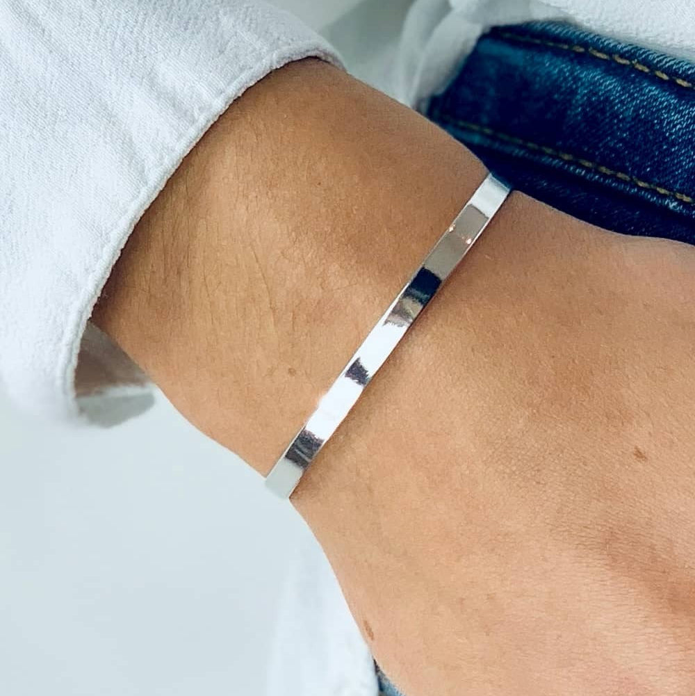 Bracelet jonc ouvert argent à graver femme