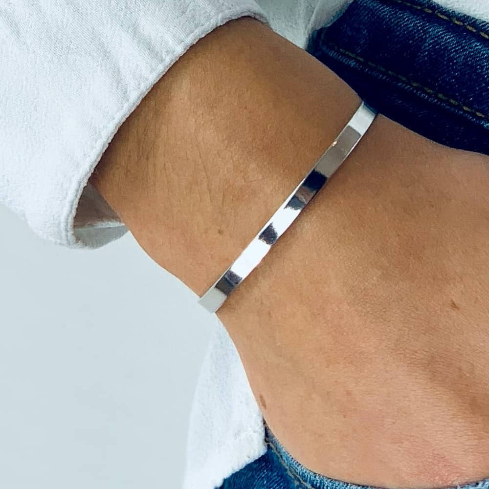 Bracelet jonc argent personnalisable femme