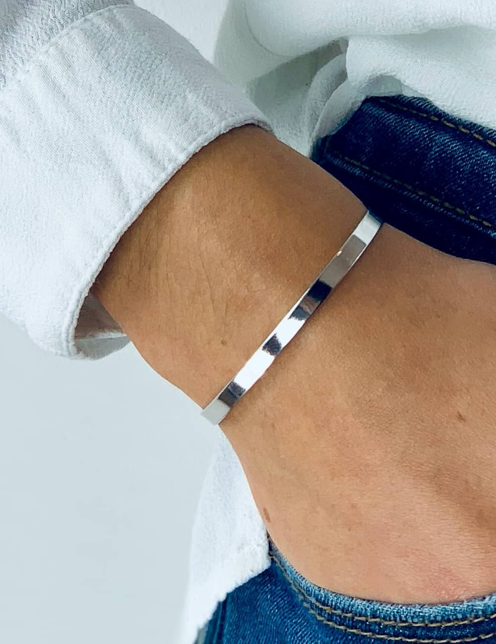 Bracelet jonc argent personnalisable femme