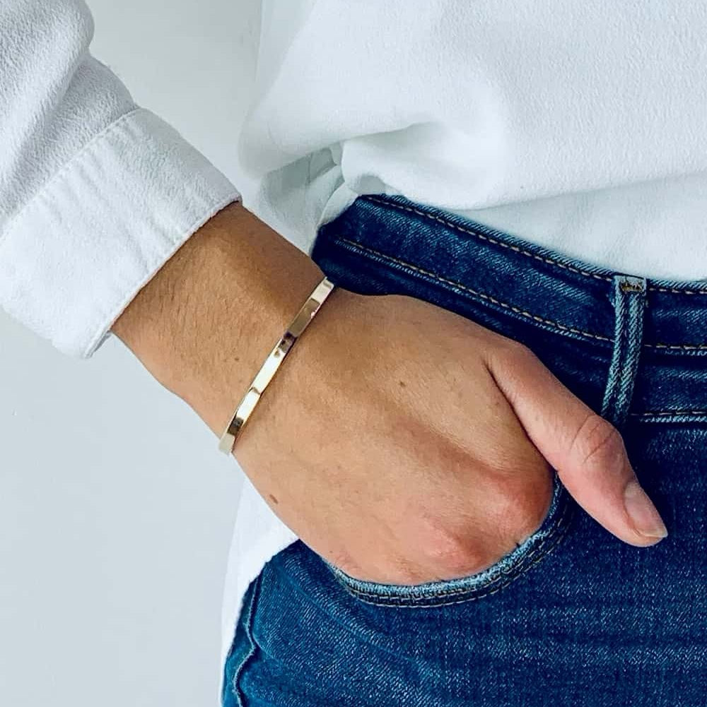 Bracelet jonc ouvert vermeil à graver femme