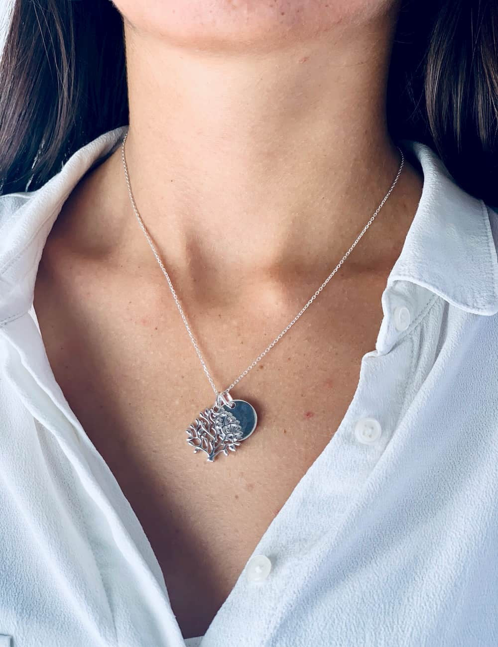 Collier médaille arbre de vie personnalisable femme 15mm