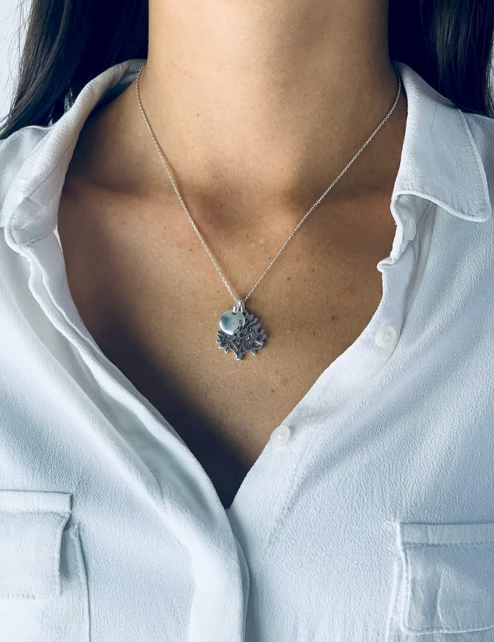 Collier médaille arbre de vie personnalisable femme 10mm