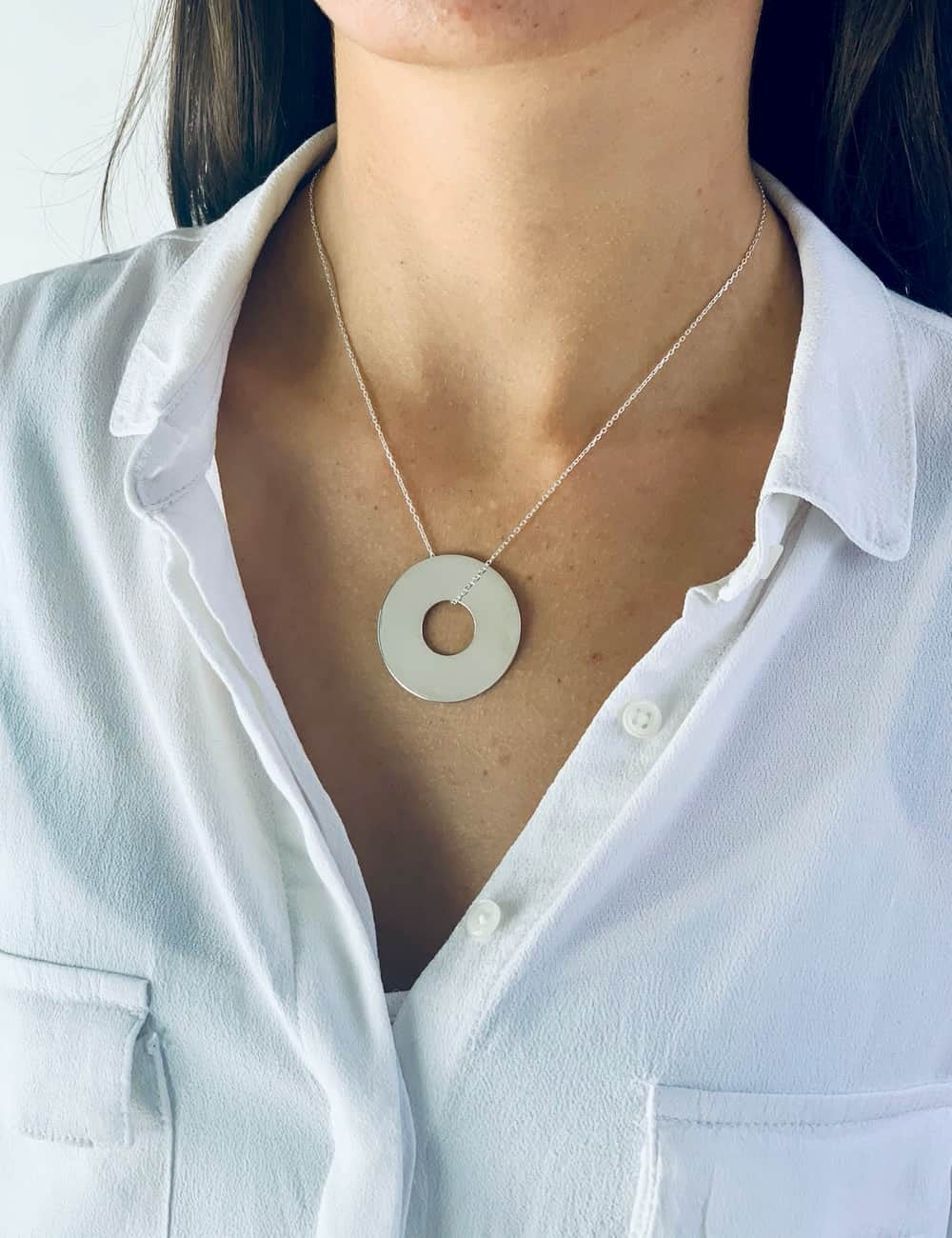 Collier cible argent à graver femme 35 mm