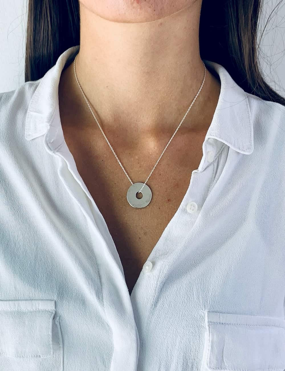 Collier cible argent à graver femme 20 mm