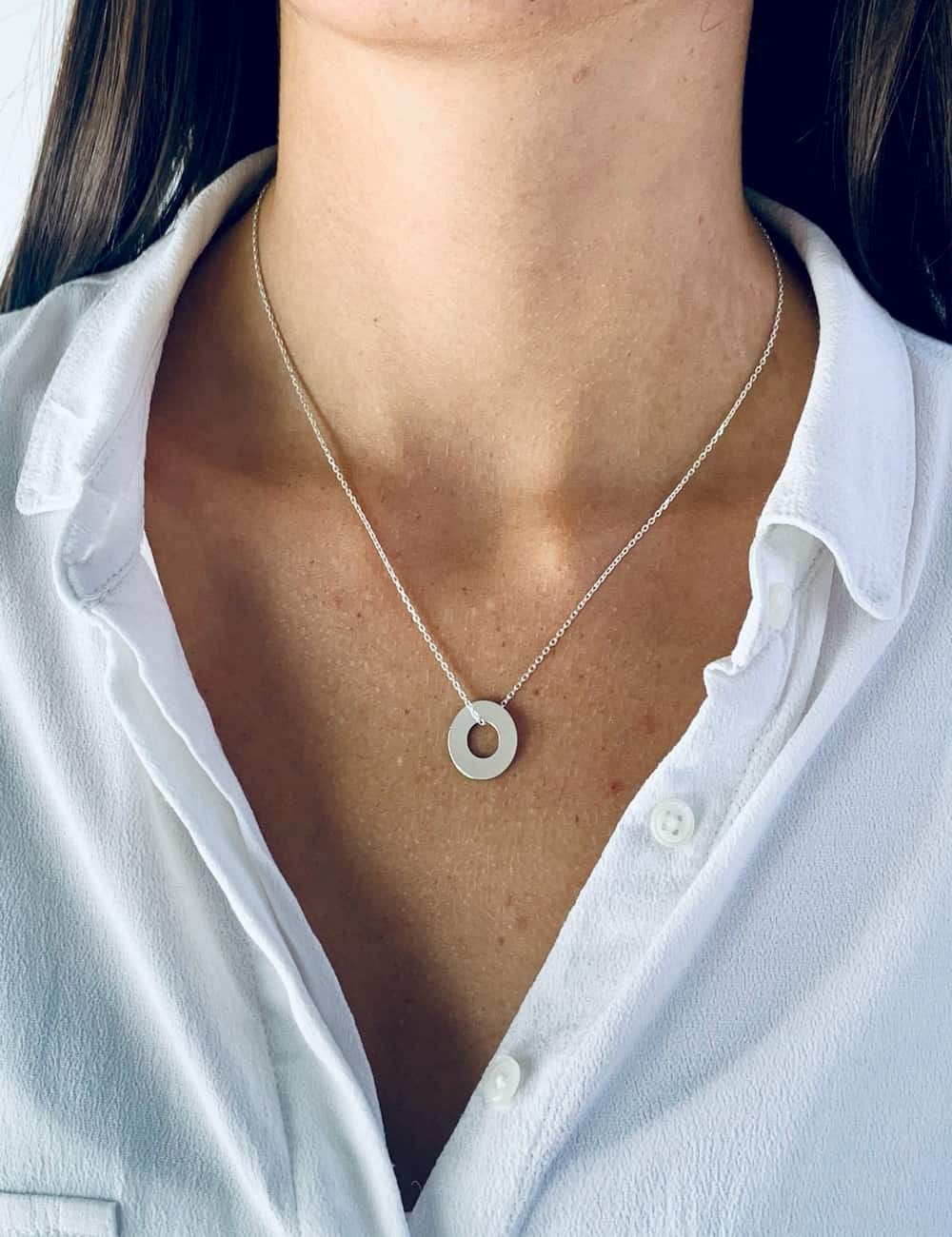 Collier cible argent à graver femme 15 mm