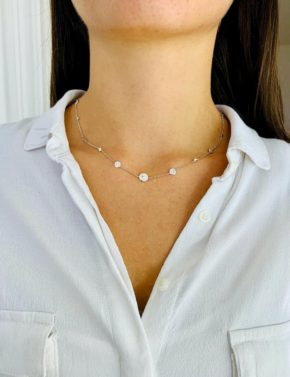 Collier argent pastille initial à graver femme