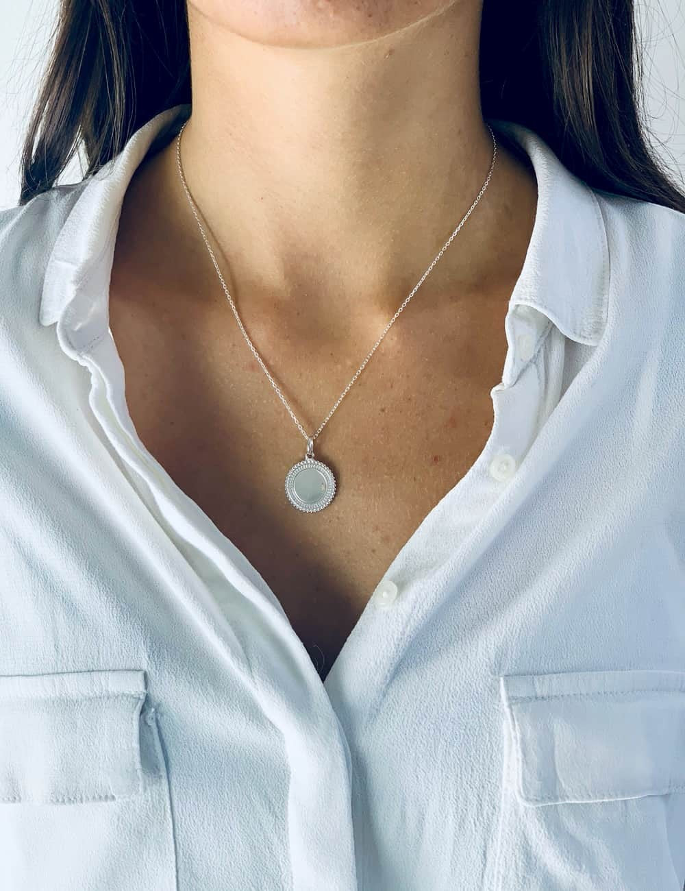 Collier médaille bohème argent à graver femme