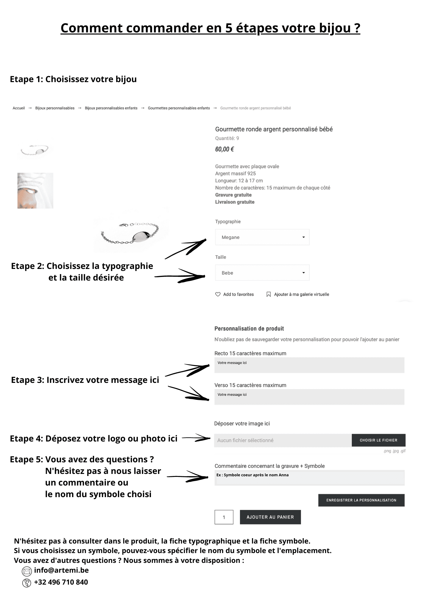 typographie bracelet jonc ouvert gravure vermeil enfant